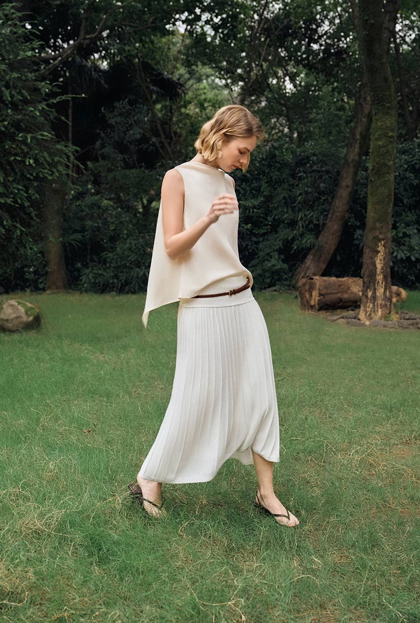 Czar Bamboo Knit Skirt - Ivory - Image 7
