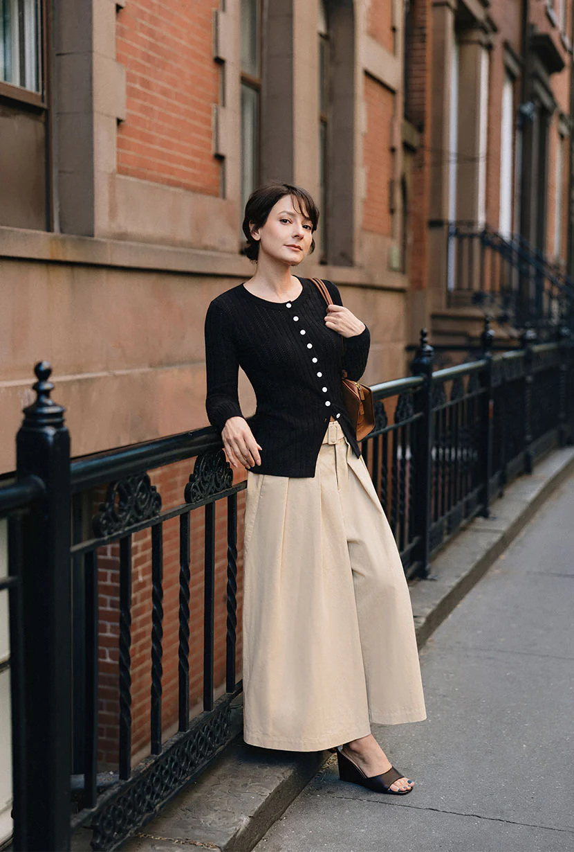 Darby Wide-Leg Cotton Pants - Khaki - Image 3