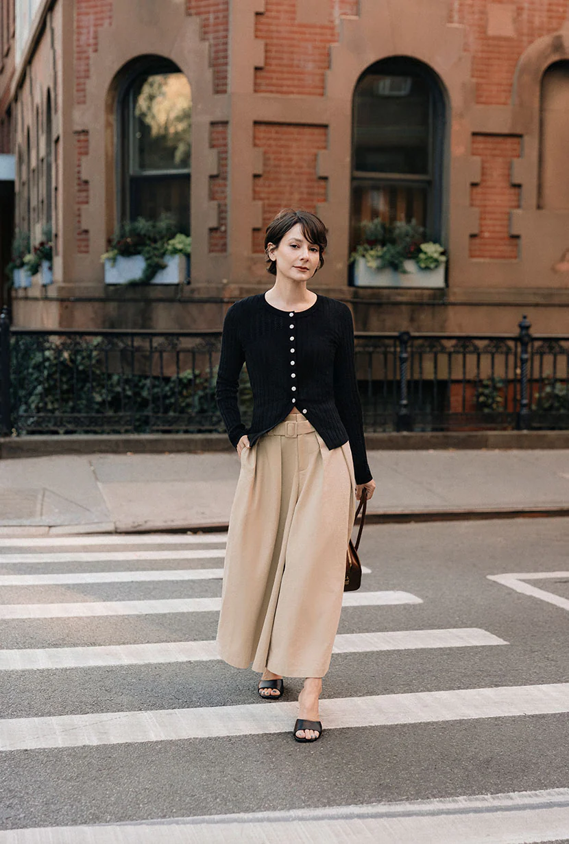 Darby Wide-Leg Cotton Pants - Khaki - Image 4
