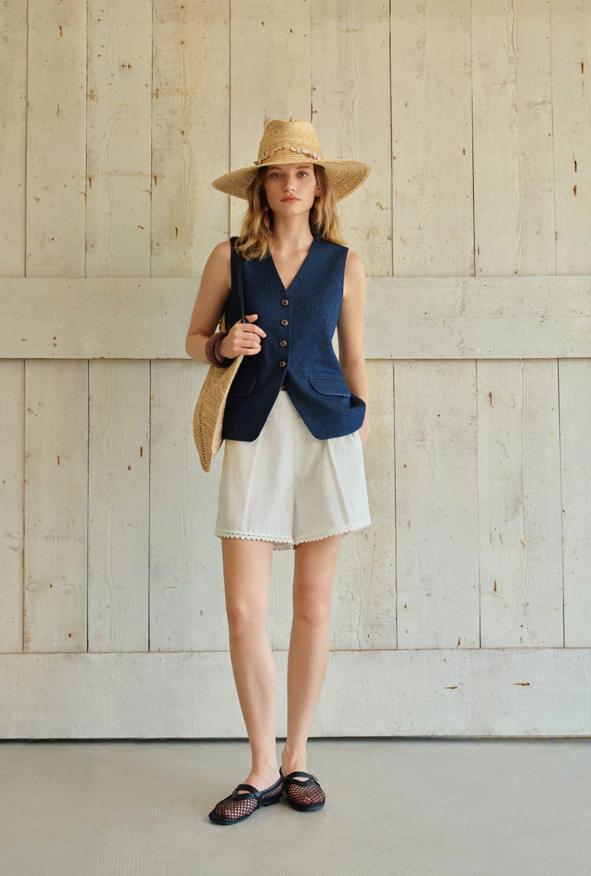 Darien Cotton Vest - Indigo - Image 4