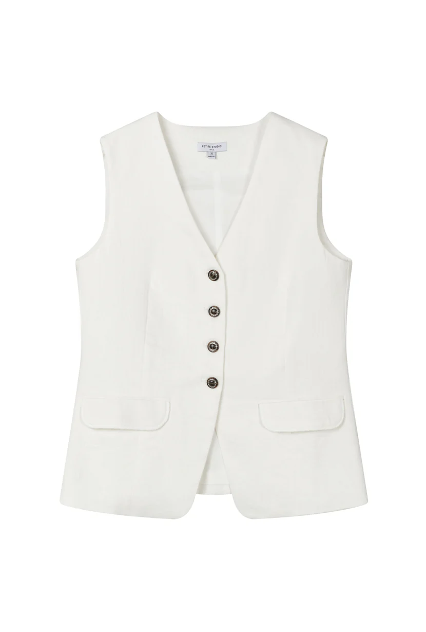 Darien Linen Vest - Ivory - Image 12