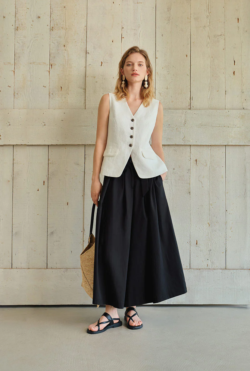 Darien Linen Vest - Ivory - Image 3