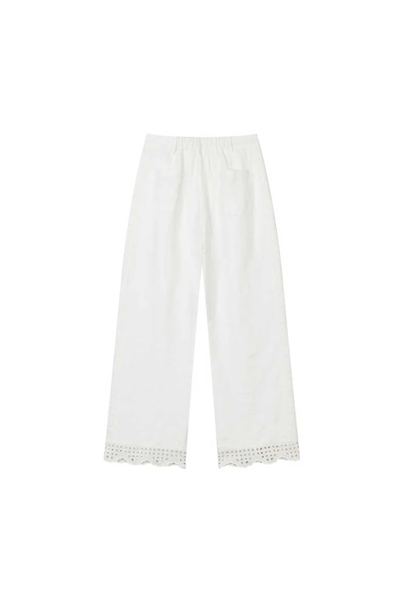 Dasha Eyelet Linen Pants - White - Image 8