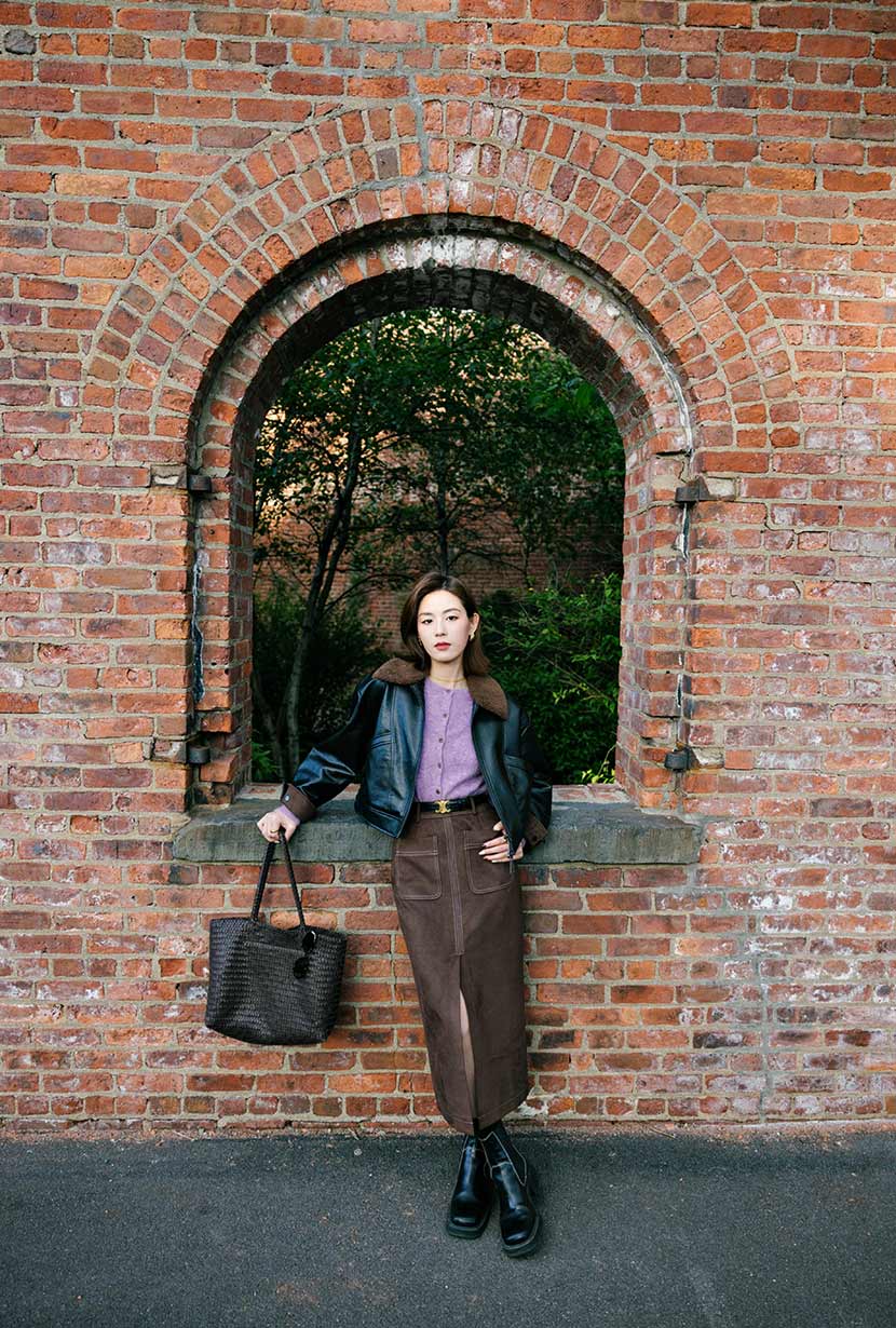 Debbie Suede Pencil Skirt - Chocolate - Image 4