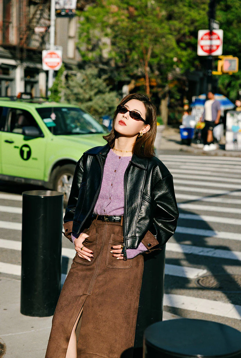 Debbie Suede Pencil Skirt - Chocolate - Image 5