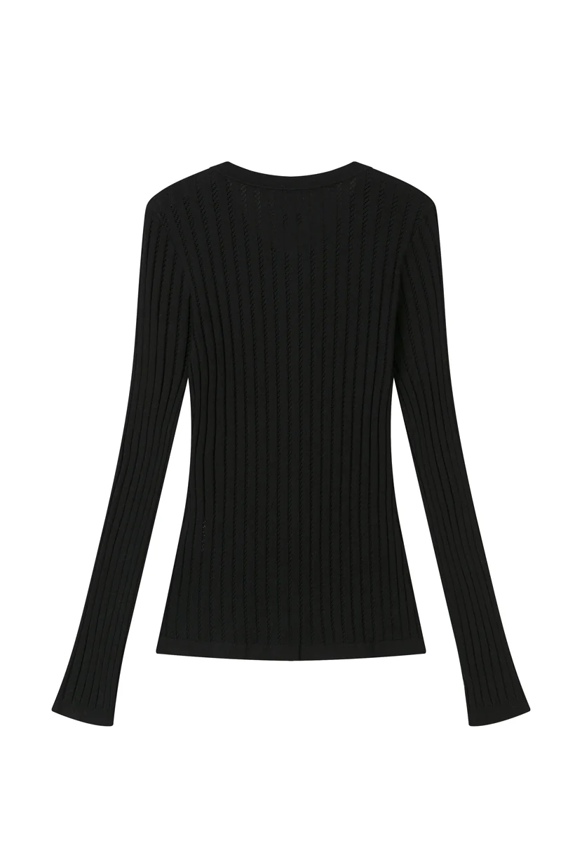 Delsie Cotton Knit Top - Black - Image 10