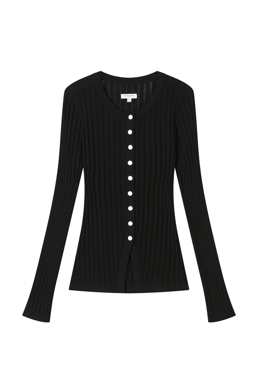 Delsie Cotton Knit Top - Black - Image 9