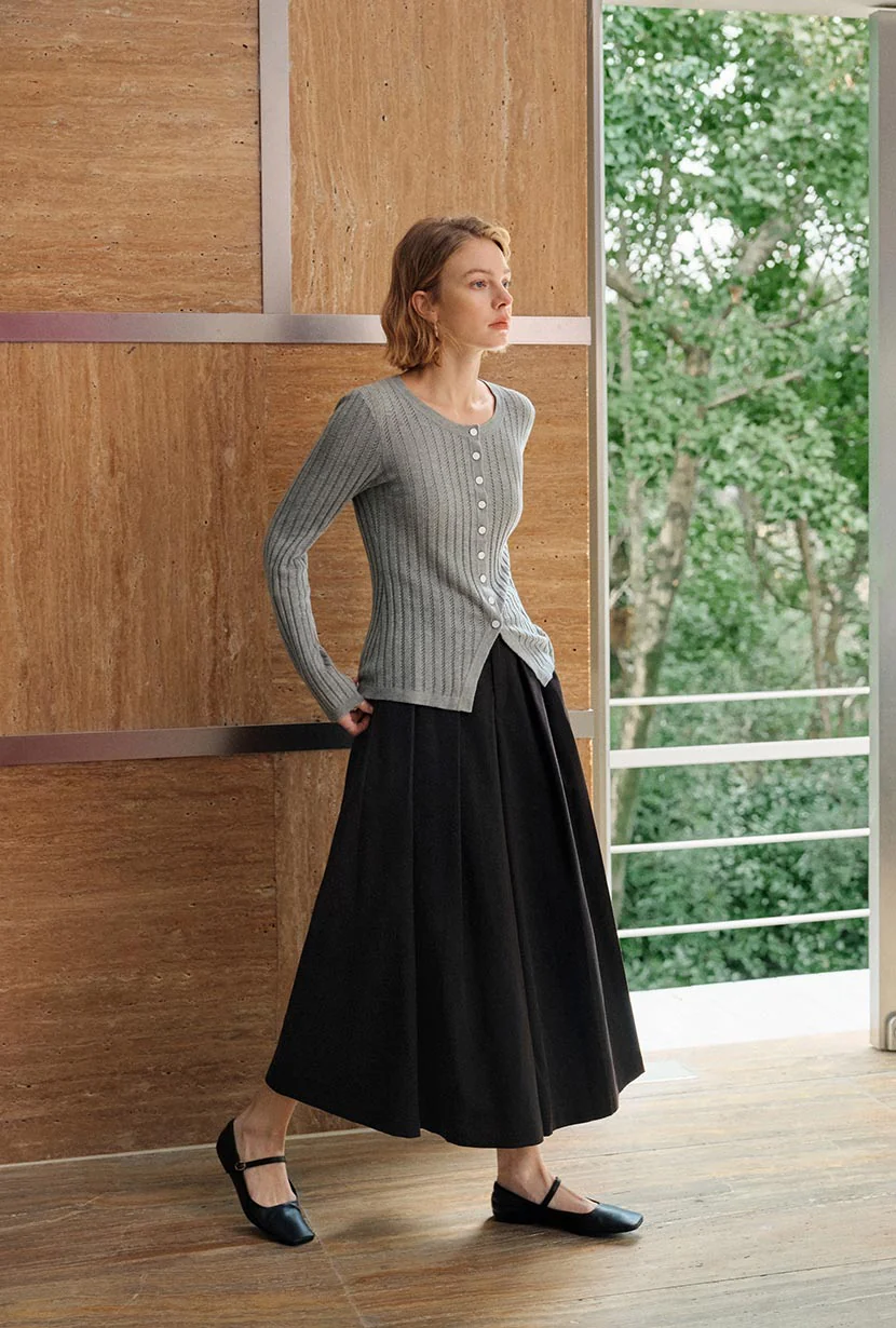 Delsie Cotton Knit Top - Grey - Image 6