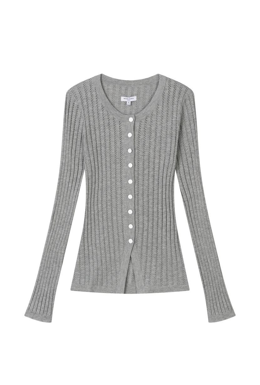 Delsie Cotton Knit Top - Grey - Image 9