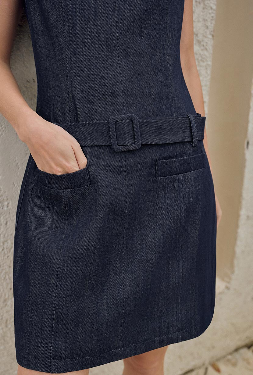 Denzel Cotton Dress - Indigo - Image 7