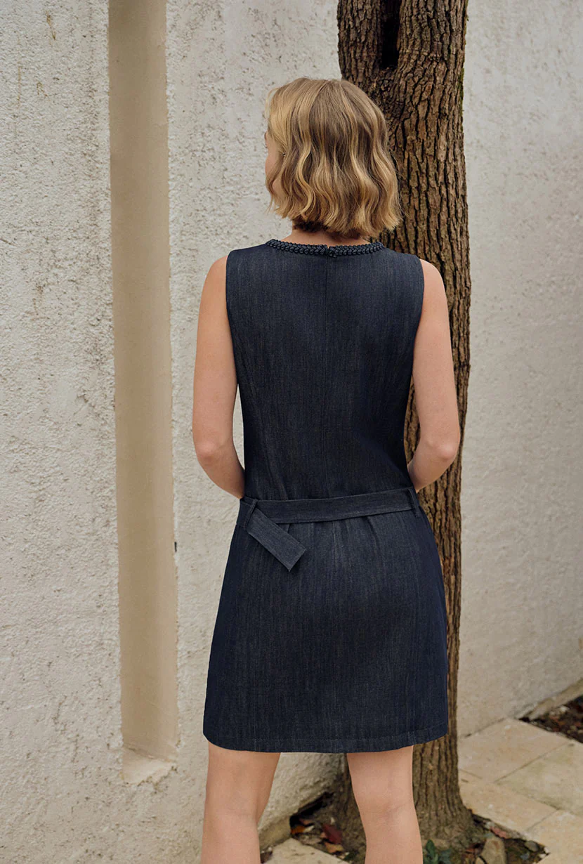 Denzel Cotton Dress - Indigo - Image 8