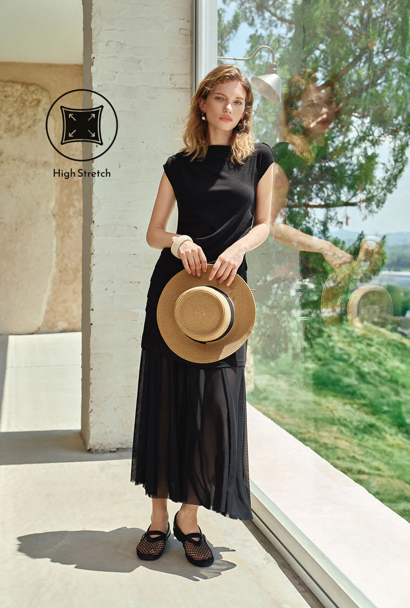 Devito Jersey Cotton Top - Black - Image 9