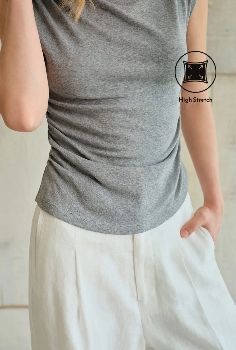 Devito Jersey Cotton Top - Grey - Image 11