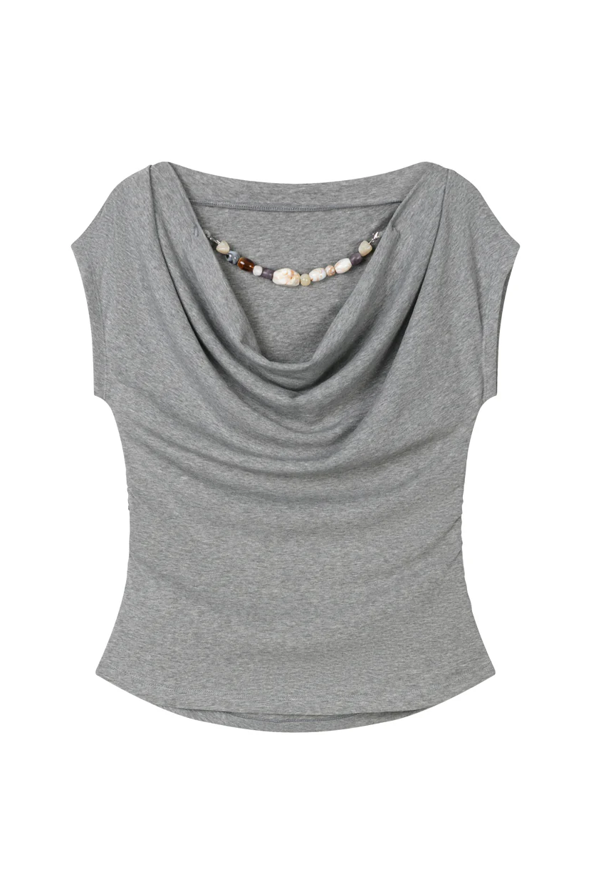 Devito Jersey Cotton Top - Grey - Image 13