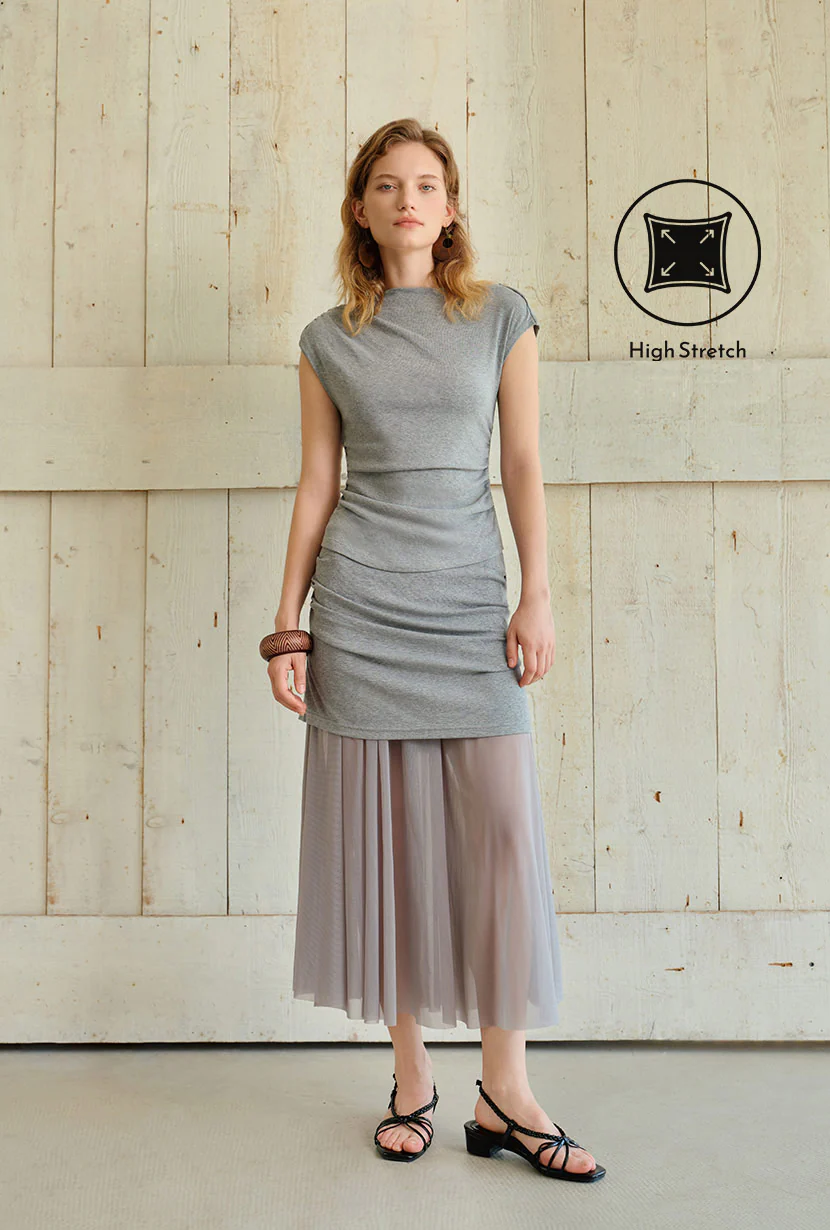Devito Jersey Cotton Top - Grey - Image 3