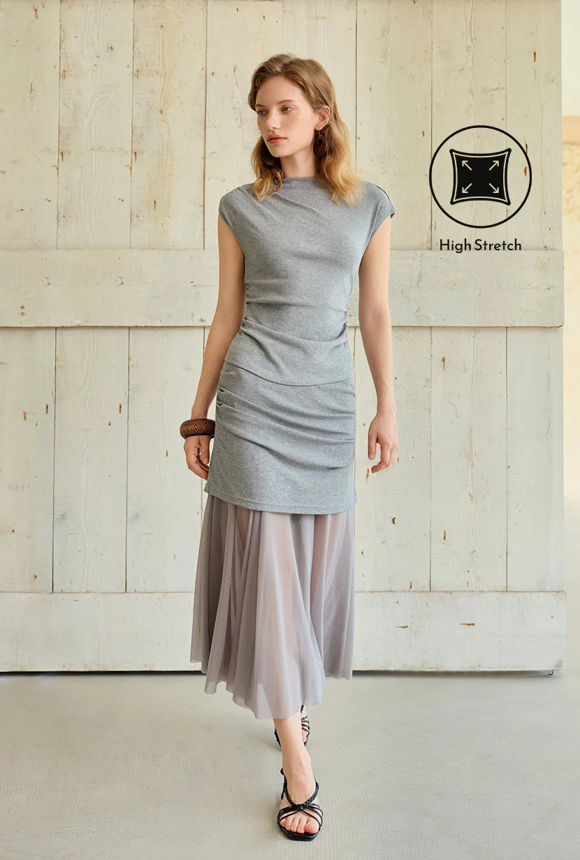 Devito Jersey Cotton Top - Grey - Image 4