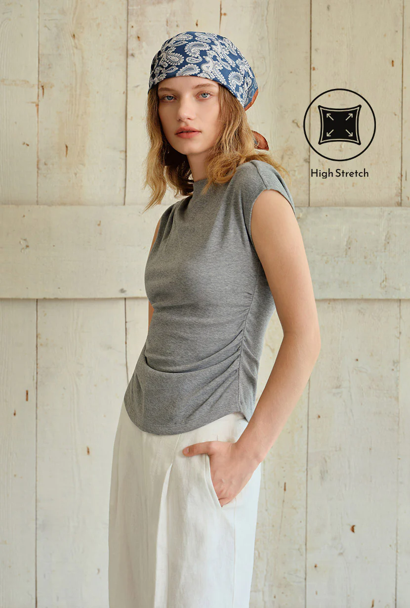Devito Jersey Cotton Top - Grey - Image 6