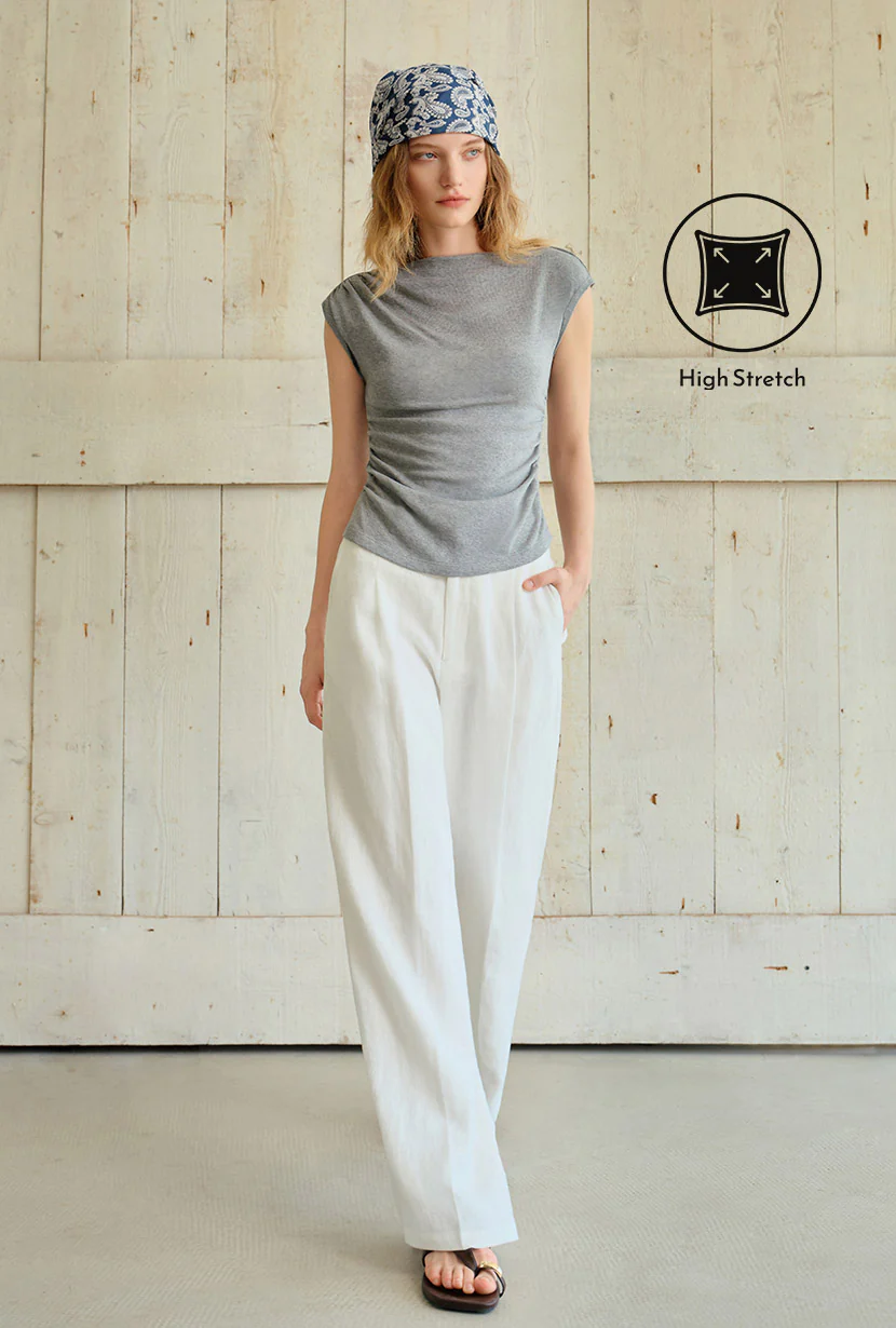 Devito Jersey Cotton Top - Grey - Image 7
