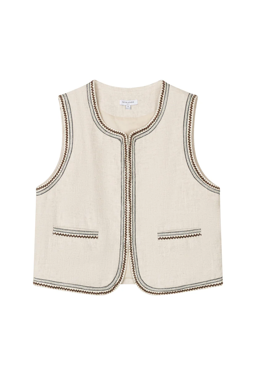 Dexter Ramie Vest - Beige - Image 7