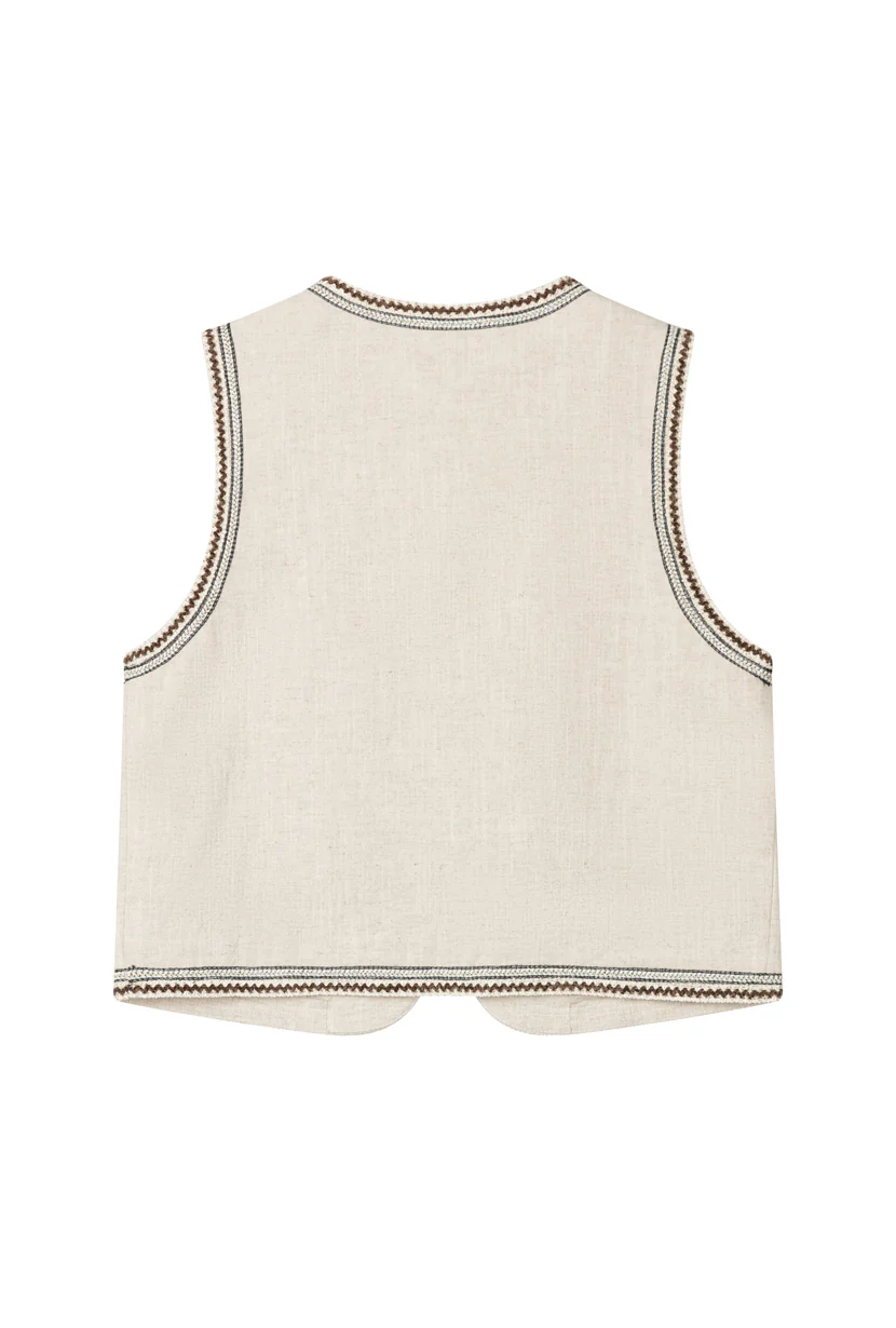 Dexter Ramie Vest - Beige - Image 8