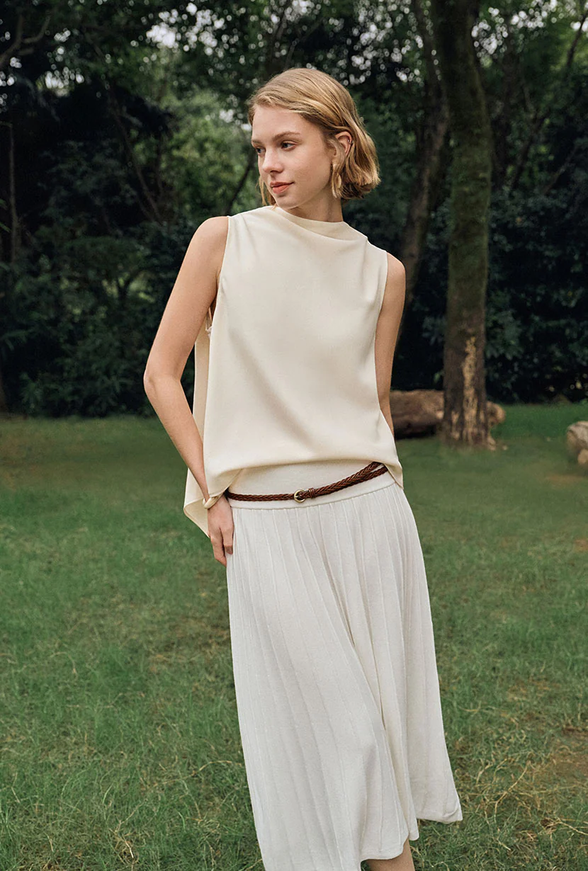 Didi Cowl Neck Flared Top - Cream - Image 4