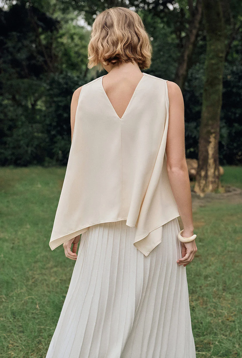 Didi Cowl Neck Flared Top - Cream - Image 6