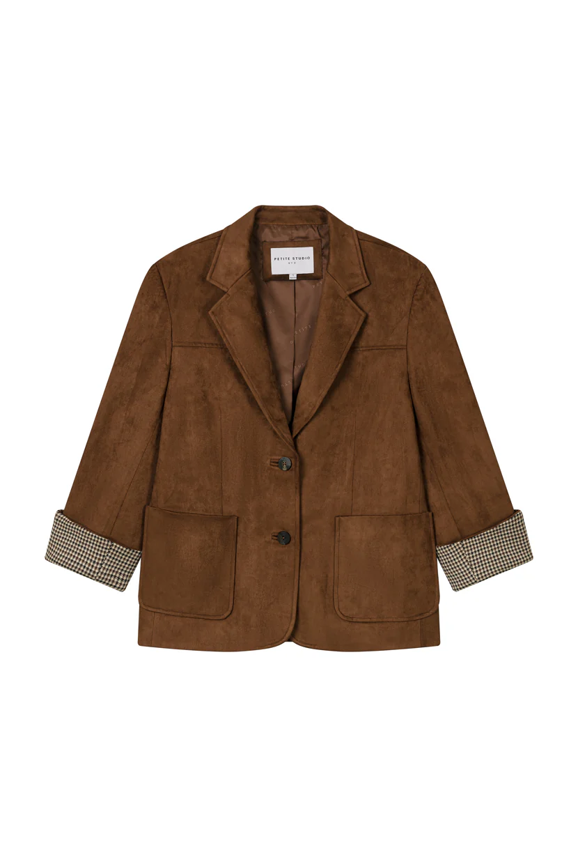 Dominique Oversized Suede Blazer - Caramel - Image 8