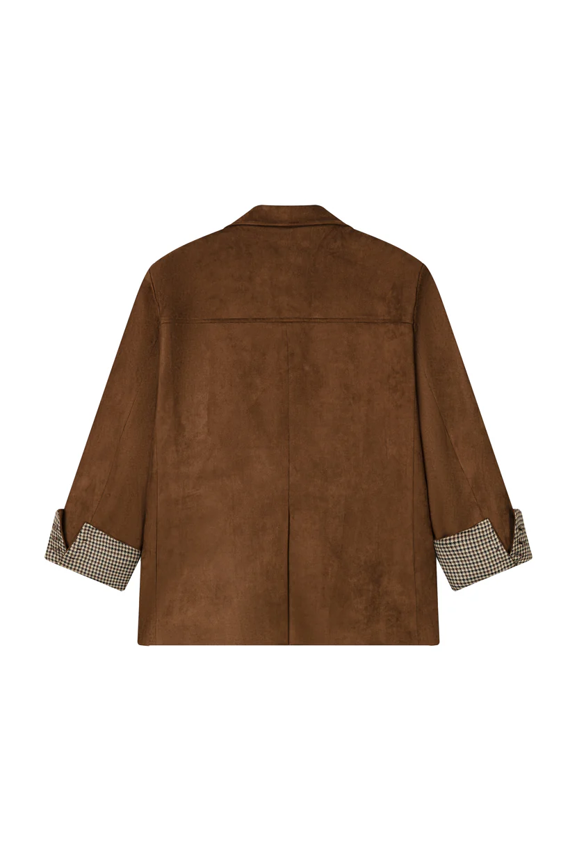 Dominique Oversized Suede Blazer - Caramel - Image 9