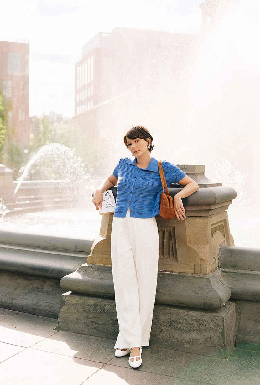 Dotty Cotton Crochet Top - Blue - Image 4