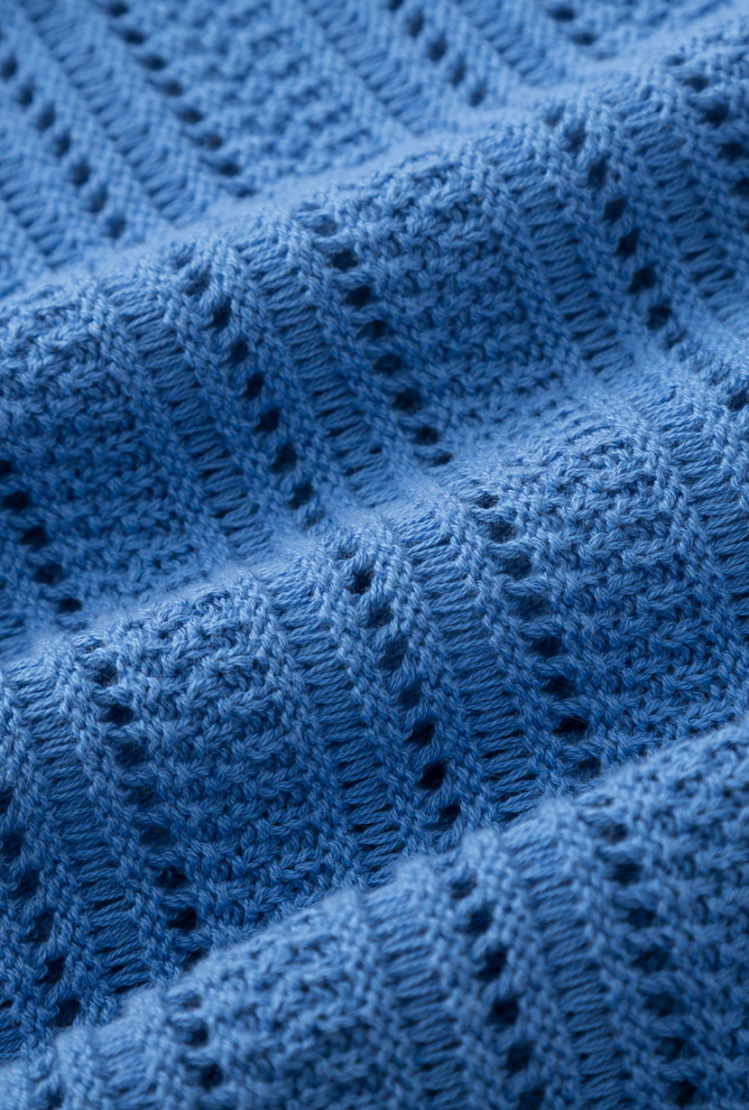 Dotty Cotton Crochet Top - Blue - Image 9