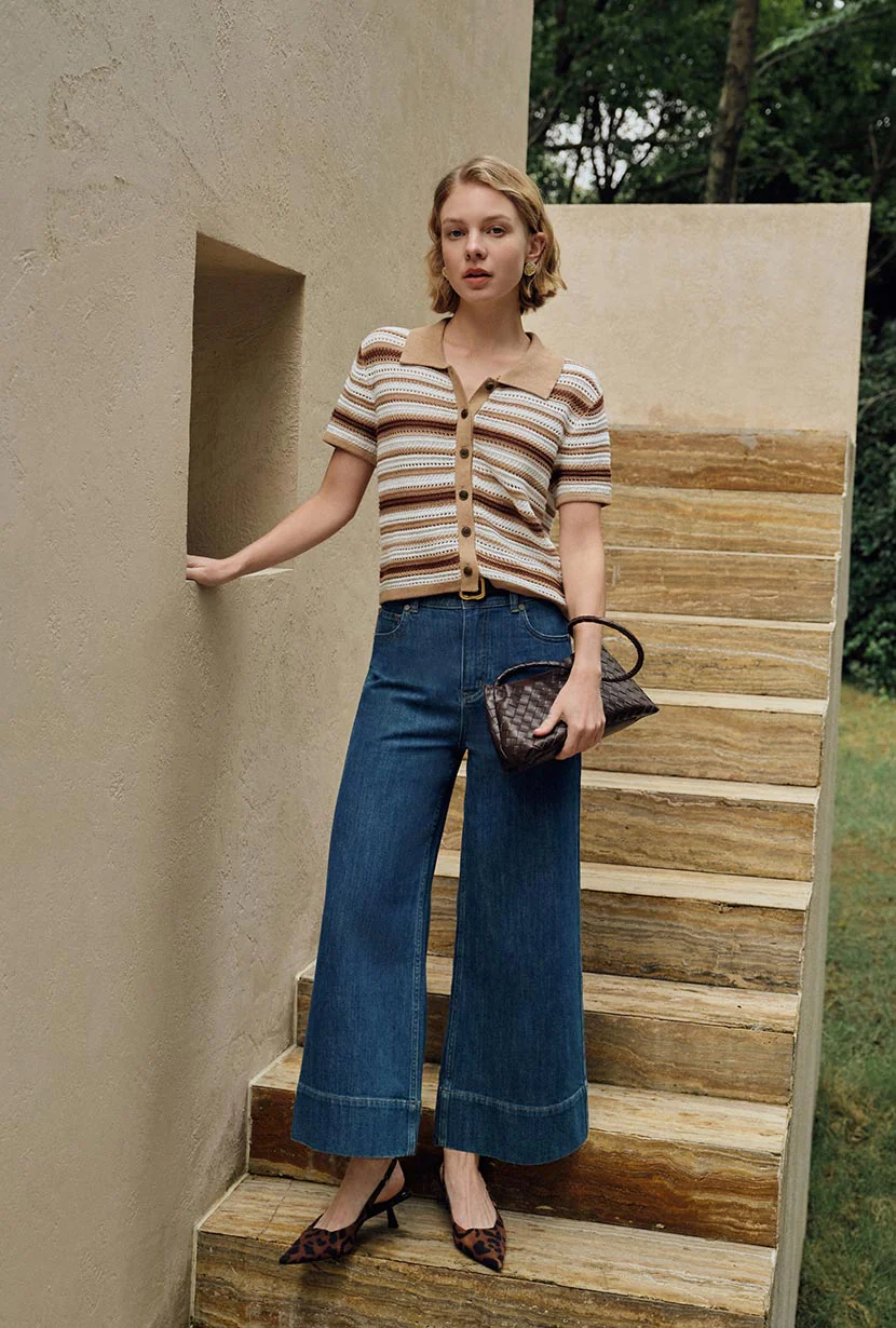 Dotty Cotton Crochet Top - Striped - Image 3