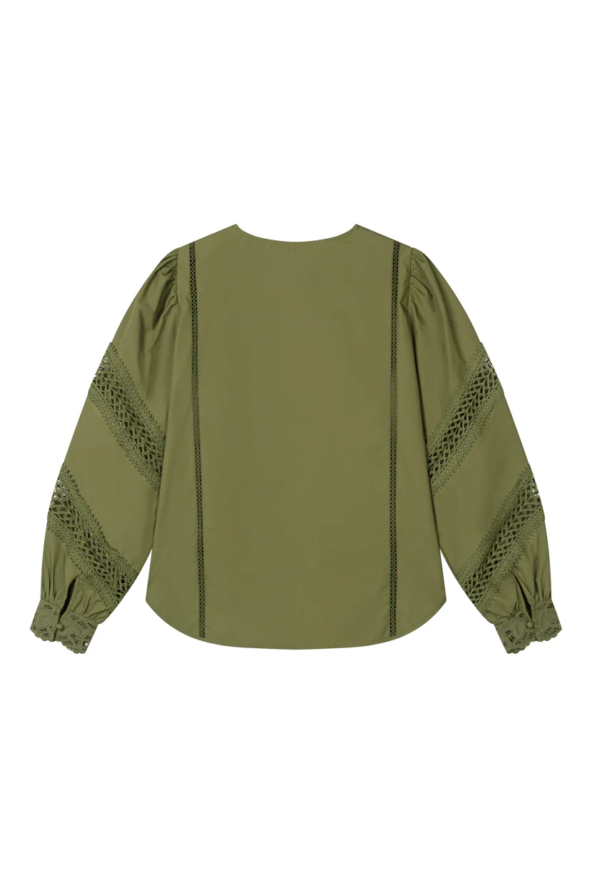 Drew Cotton Blouse - Green - Image 10