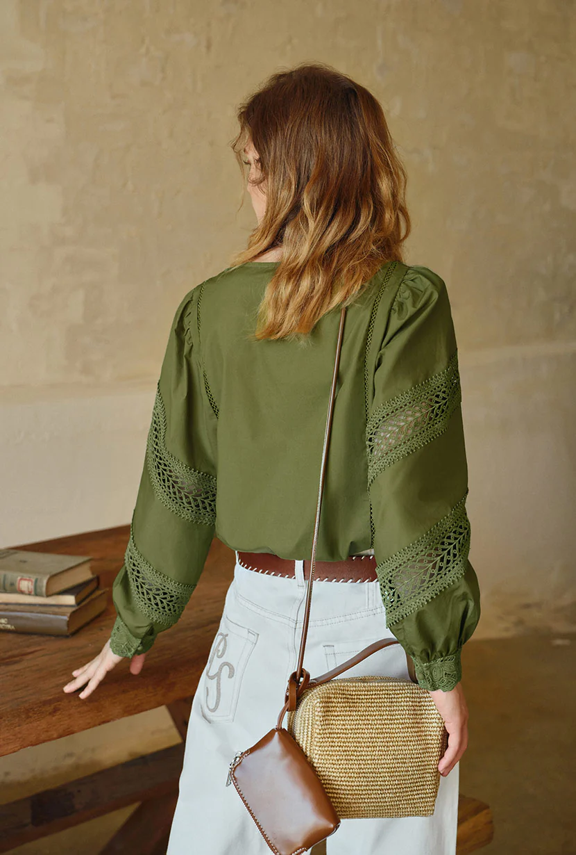 Drew Cotton Blouse - Green - Image 3
