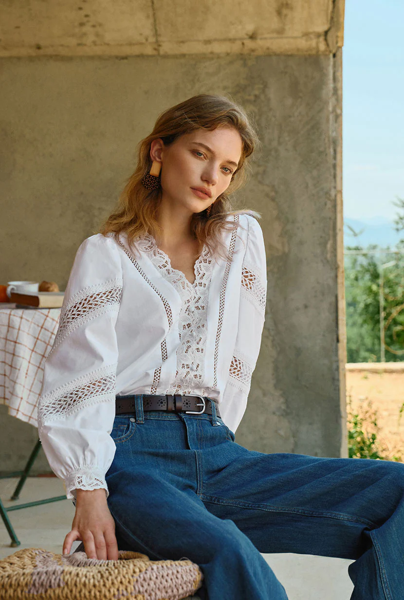 Drew Cotton Blouse - Ivory - Image 10
