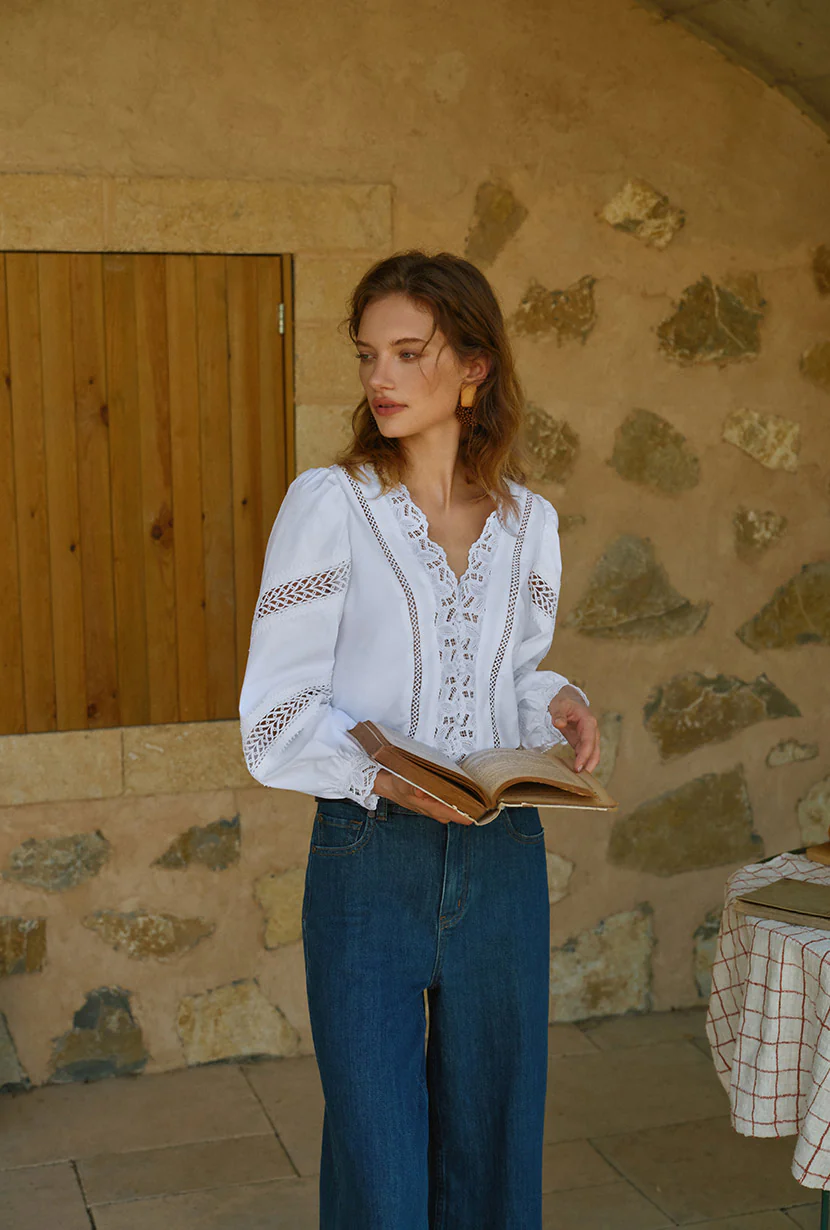 Drew Cotton Blouse - Ivory - Image 5
