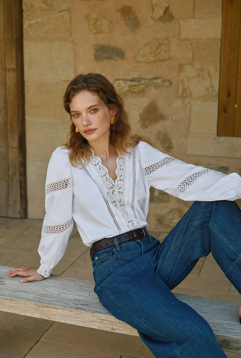 Drew Cotton Blouse - Ivory - Image 7