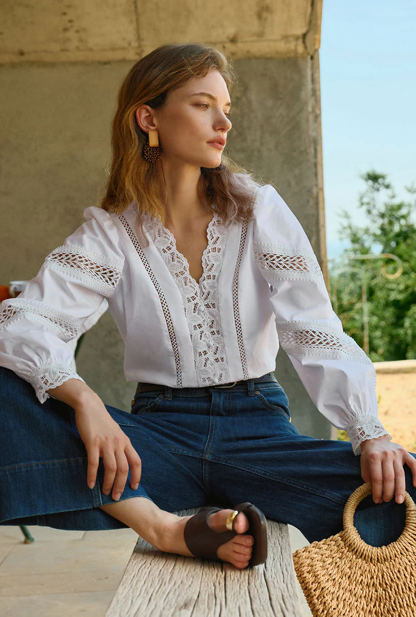 Drew Cotton Blouse - Ivory - Image 9