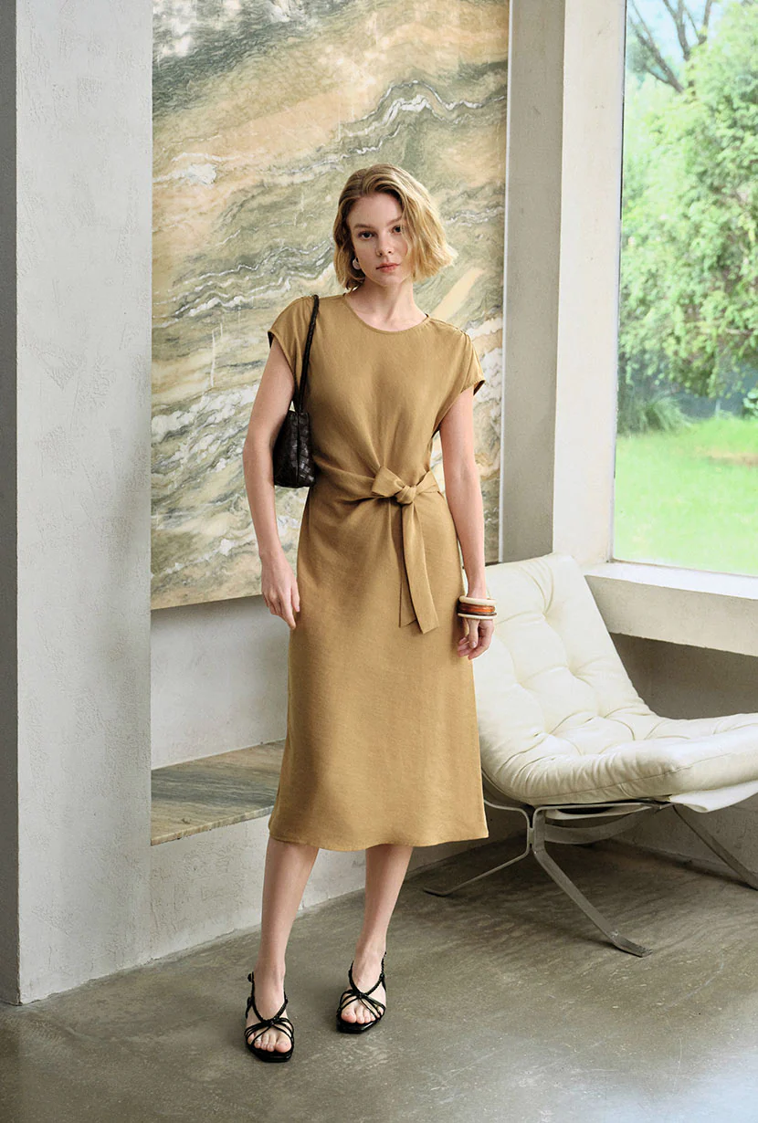 Elisha Tencel Dress - Mustard - Image 3