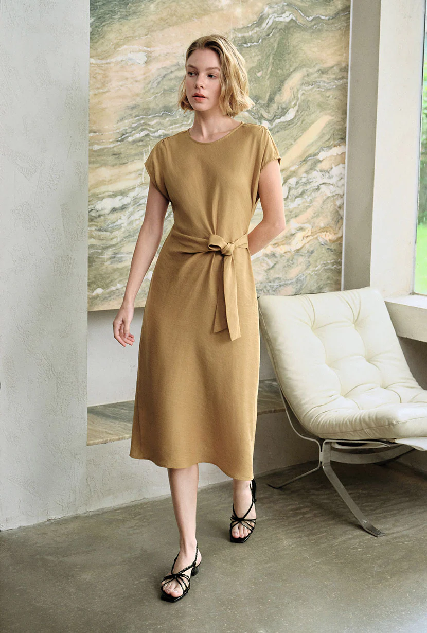 Elisha Tencel Dress - Mustard - Image 4