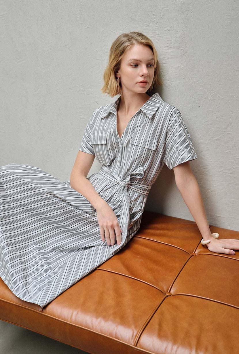 Ellory Cotton Shirt Dress - Striped - Image 5