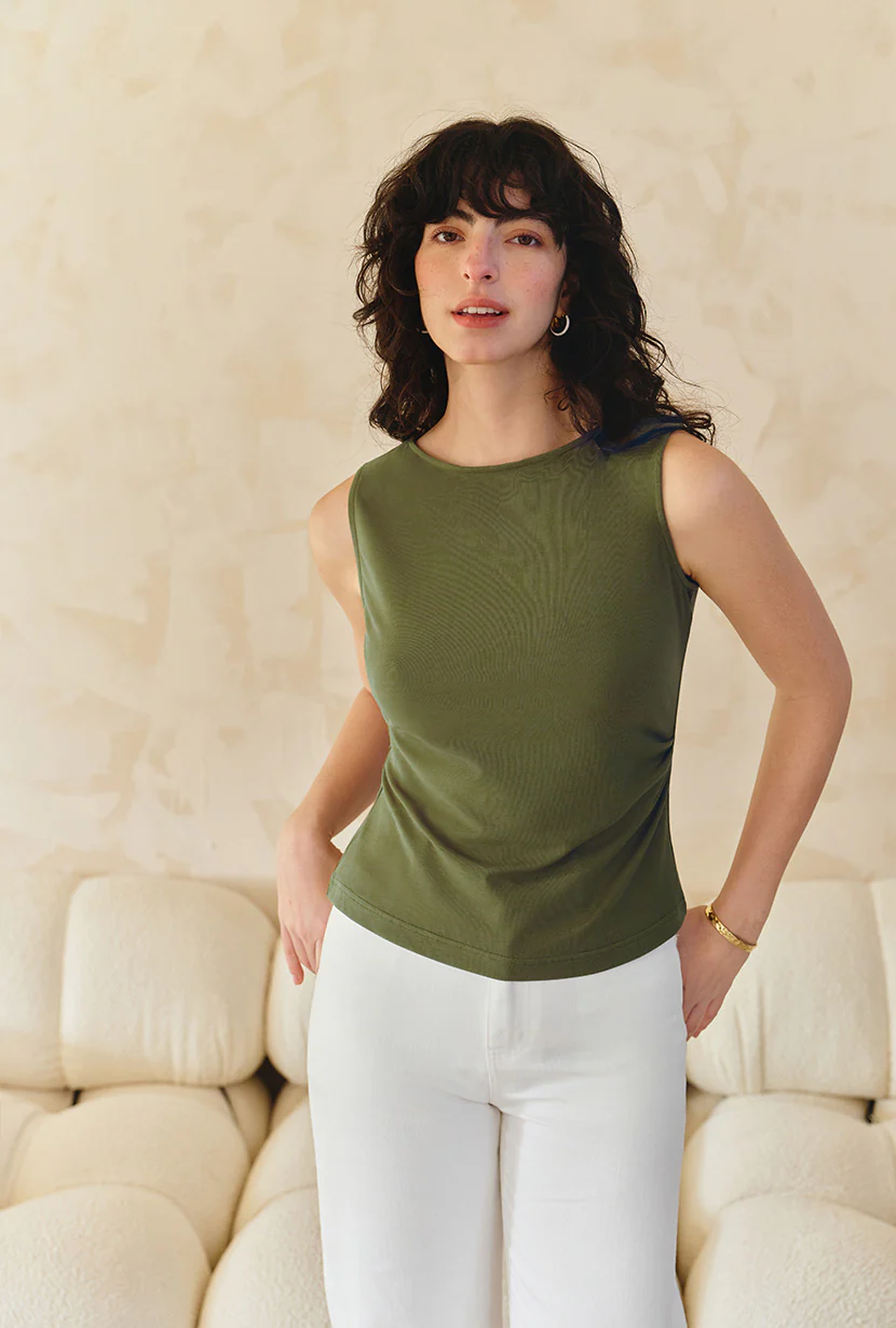 Elyse Jersey Top - Moss Green