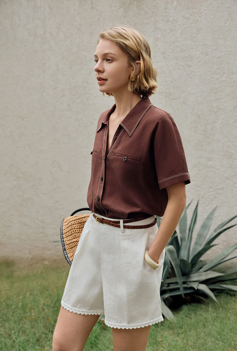 Eris Linen Shirt - Chocolate - Image 5