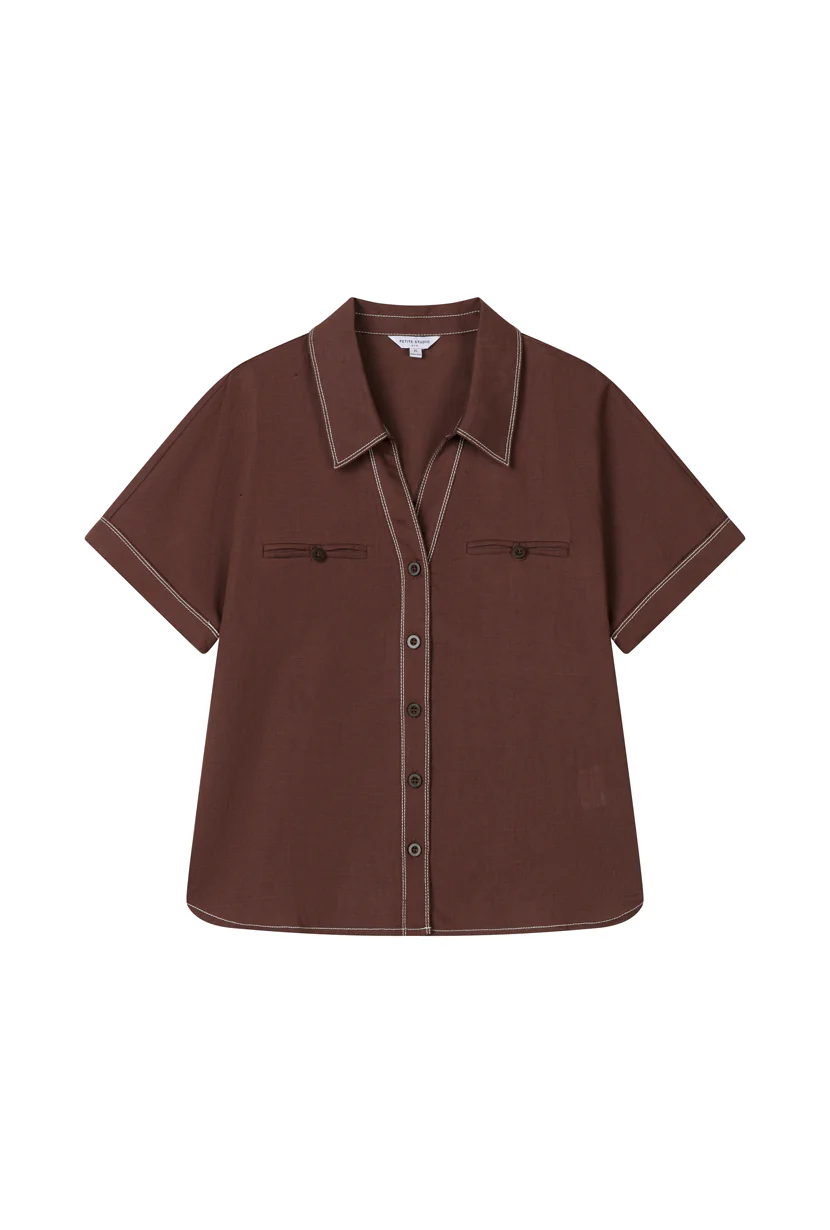 Eris Linen Shirt - Chocolate - Image 6