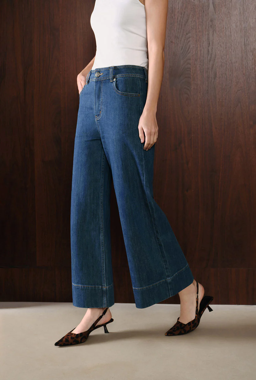 Esme High-Rise Wide-Leg Cropped Jeans - Vintage Indigo - Image 4