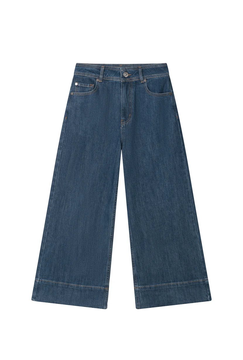 Esme High-Rise Wide-Leg Cropped Jeans - Vintage Indigo - Image 9