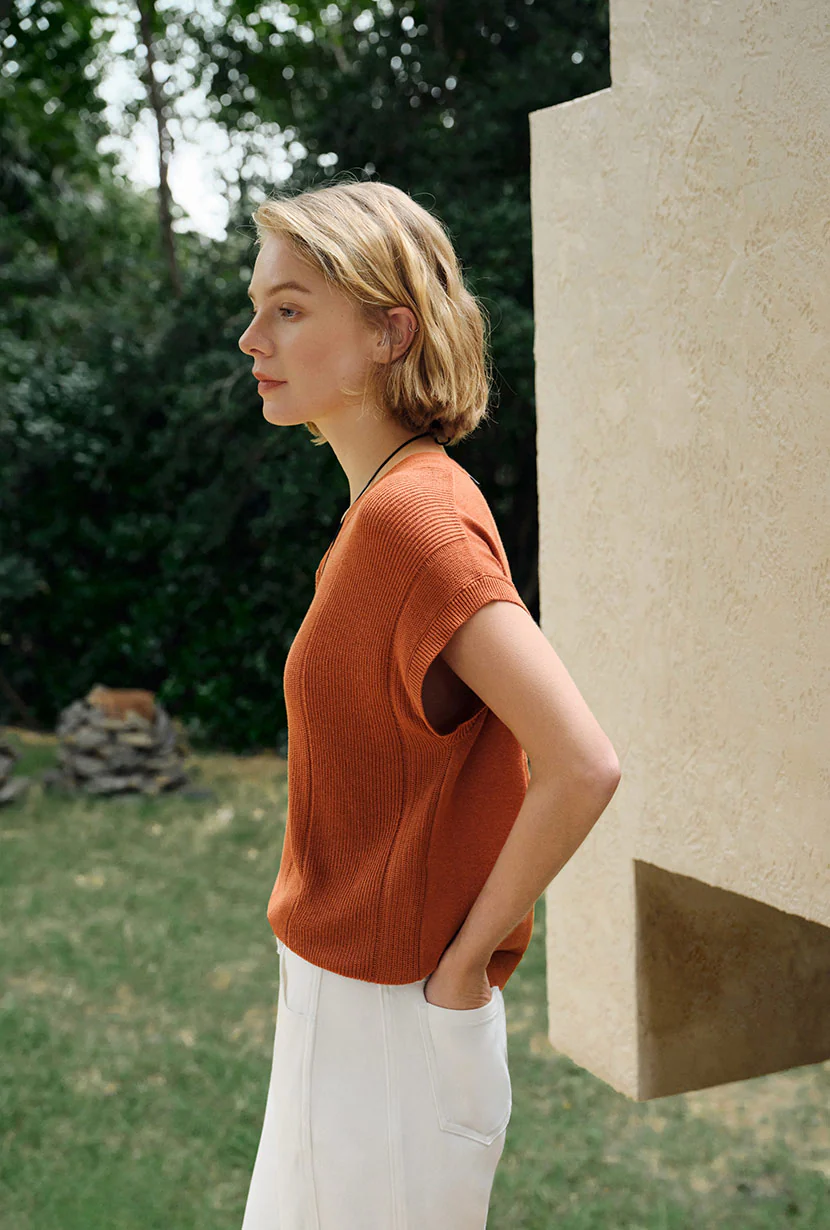 Eugene Cotton Knit Top - Bronze - Image 3