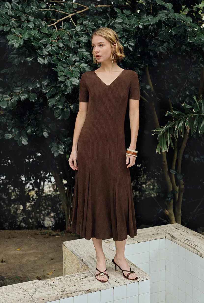 Ezra Knit Dress - Chocolate - Image 5