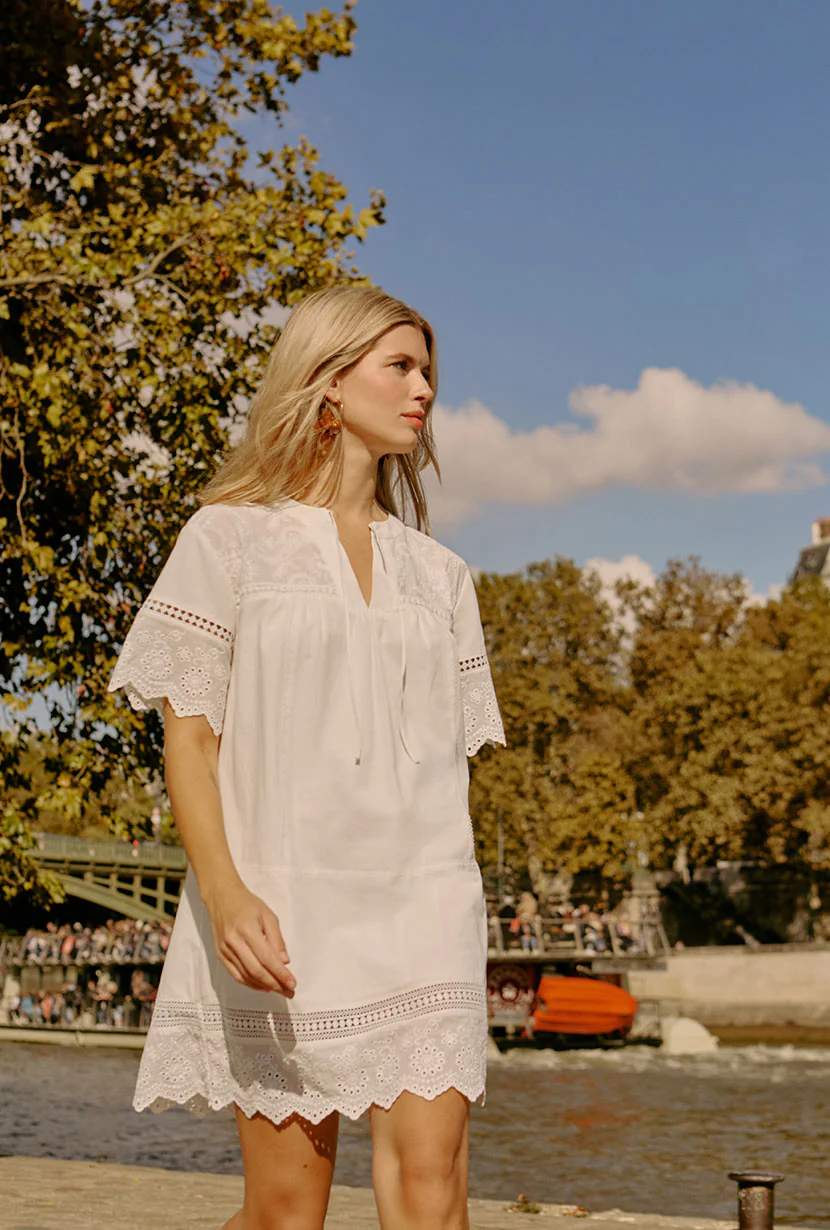 Gwen Cotton Eyelet Dress - Ivory - Image 2