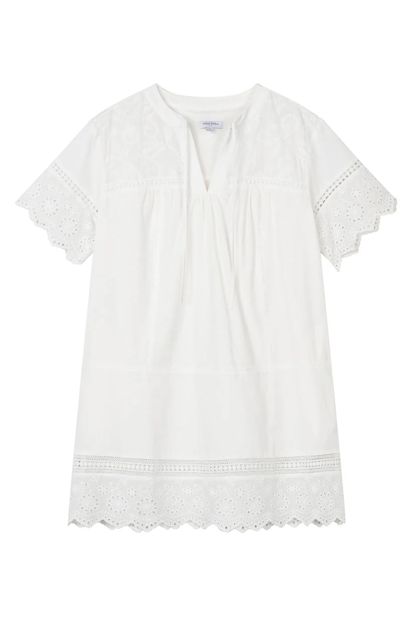 Gwen Cotton Eyelet Dress - Ivory - Image 6