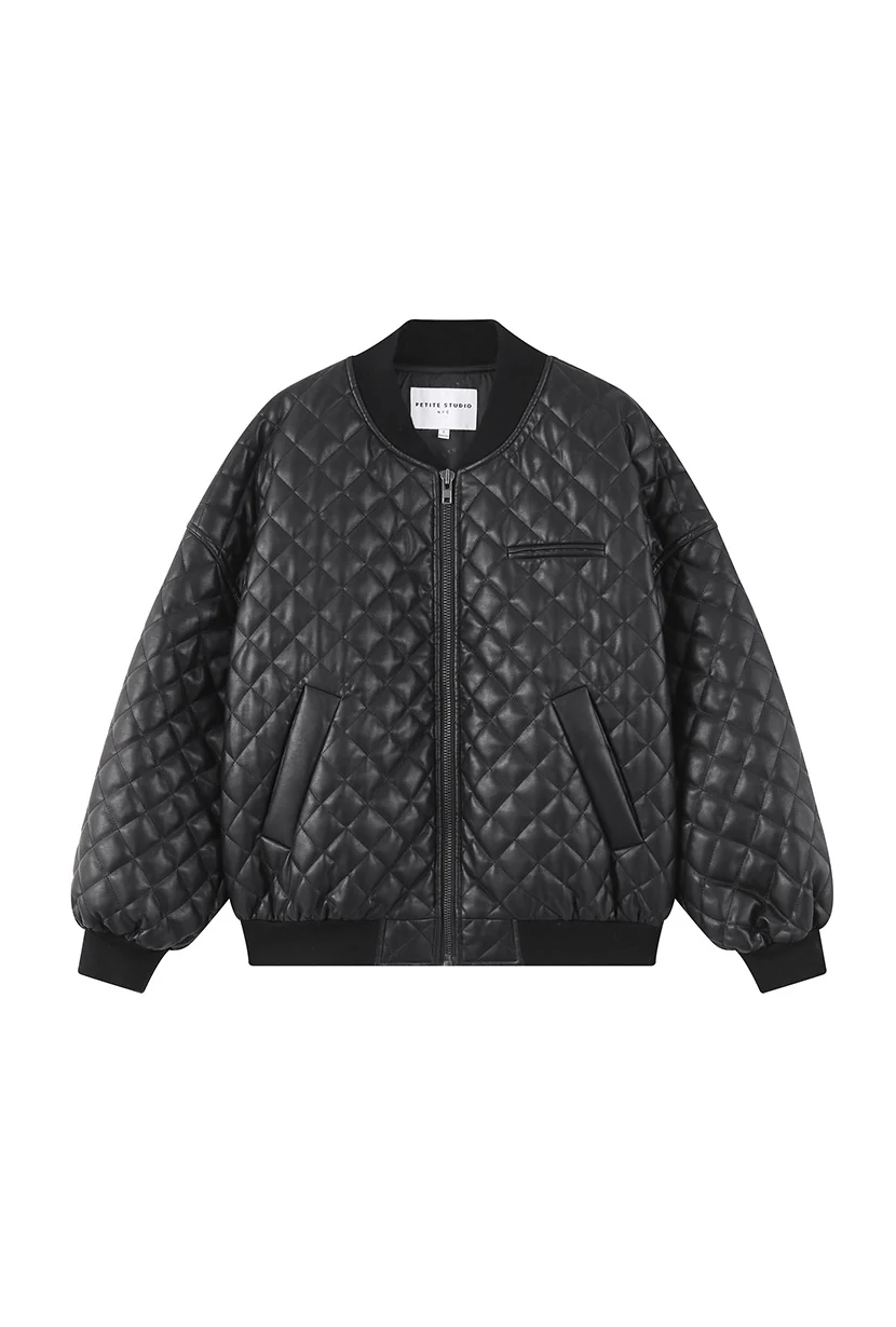 Heath Oversized Faux Leather Jacket - Black - Image 8